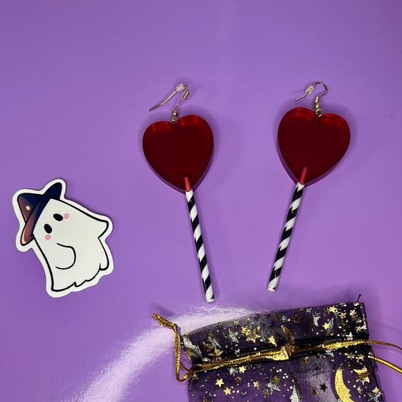 Candy lollipop Earrings • Statement Earrings •Halloween Costume Jewelry Gift set - Picture 3 of 10